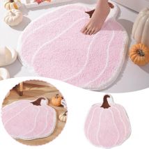 Tapis citrouille rose, décoration citrouille, mignon, décoration d'automne, tapis de fête, tapis noir et orange, tapis de bain, tapis en peluche doux