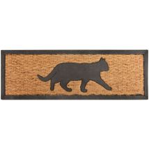 Best For Boots - Tapis Rectangulaire À Imprimé Chat En Fibre De Coco Et Caoutchouc - Beige/noir- L 75,1 X L 25,3 Cm - Livraison Gratuite