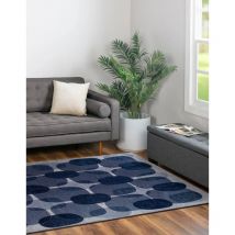 Tapis - Collection Cafe Beneffito Night Shift - Tapis - Bleu - 80x150cm - Tapis à Motifs, Finition Artisanale, Tissage en Belgique - Tapis de Moderne