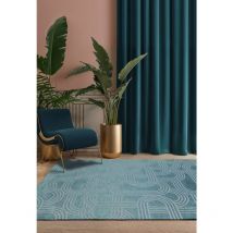 Beneffito - tapis - collection disco blue glow - Tapis à Motifs, Finition Artisanale, Tissage en Belgique - Tapis d'intérieur moderne et doux