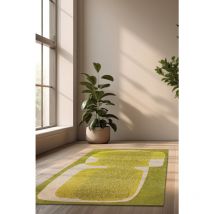 Beneffito - Tapis - Collection Poum Poum Grass - Tapis - Vert - 140x200cm - Tapis à Motifs, Finition Artisanale, Tissage en Belgique - Tapis de