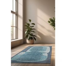 Beneffito - Tapis - Collection Poum Poum Clear Sky - Tapis - Bleu - 170x240cm - Tapis à Motifs, Finition Artisanale, Tissage en Belgique - Tapis de