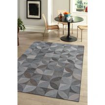 Beneffito - Tapis - Collection Rondo Rock Crystal - Tapis - Gris - 80x150cm - Tapis à Motifs, Finition Artisanale, Tissage en Belgique - Tapis de