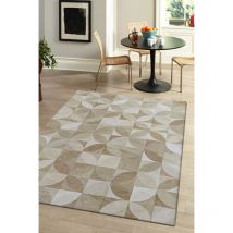 Beneffito - Tapis - Collection Rondo Diamond - Tapis - Beige - 140x200cm - Tapis à Motifs, Finition Artisanale, Tissage en Belgique - Tapis de