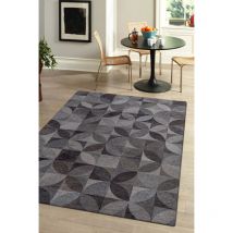 Tapis - Collection Rondo Beneffito - Charcoal - Tapis - Marron - 80x150cm - Tapis à Motifs, Finition Artisanale, Tissage en Belgique - Tapis de