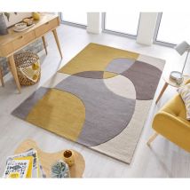 Flair Rugs - Tapis contemporain courbe pour salon Glow Jaune 160x230