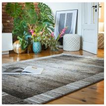 Deladeco - Tapis contemporain courtes mèches rectangle Minos Taupe 160x230