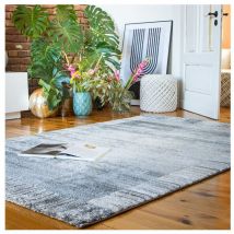 Deladeco - Tapis contemporain courtes mèches rectangle Minos Gris 160x230