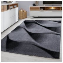 Allotapis - Tapis contemporain effet courbe Noghar Noir 160x230