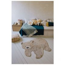 Tapis coton lavable en machine enfant Bear Miel 120x122