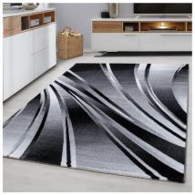 Allotapis - Tapis courbe moderne pour salon rectangle Jursic Noir 80x300