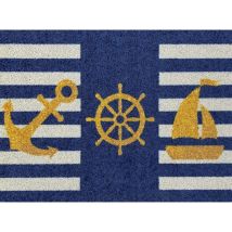 Tapis Crea Maritim Gold 50x70 – 100% polyamide – Antidérapant – Lavable à 30° – Vica