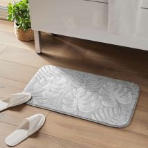 Tapis de bain imprimé feuilles Gris clair 45x75 cm