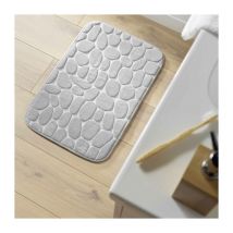 Tapis de bain 50 x 80 cm microfibre unie relief ricochet Gris Clair