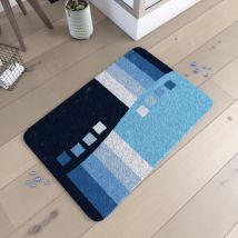 Aurlane - Tapis de bain graphique Bleu 60x90 cm