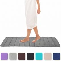 Tapis de bain absorbant et antidérapant En mousse à mémoire de forme Lavable, Mousse à mémoire de forme, 40 x 120 cm - gris