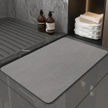Alovez - Rutschfeste Badematte - 50 x 80 cm - Schnelltrocknend - Saugfähig - Waschbar - Wasserabsorbierend - Grau