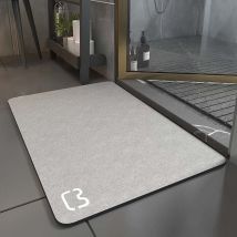 Saugfähige, rutschfeste Badematte – 40 x 60 cm – schnelltrocknend – saugfähig – waschbar – wasserabsorbierend – Katzengrau