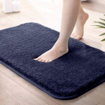 Arnault - Tapis de Bain Antidérapant Extra Epais Tapis de Absorbant Douche Microfibre de pour Salle de Bain Machine Epais (Bleu Marine, 50 x 80cm)