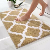 Kinsi - Tapis de Bain Antiderapant, Tapis de Salle de Bain à Motifs Marocains, Lavable en Machine - 40 x 60 cm, Beige
