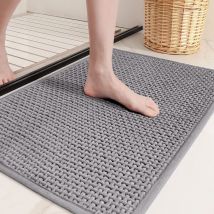 Freosen - Tapis De Bain Antidérapant Tapis Salle Bain Moelleux en Microfibre Absorbant l'eau,Lavable en Machine,Extra Epais 50 x 80 cm Gris