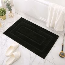 Jn.songs - Tapis de Bain Antiderapant Tapis de Salle de Bain Extra Doux Tapis Absorbant l'Eau Lavable en Machine - Noir 40CMx60CM