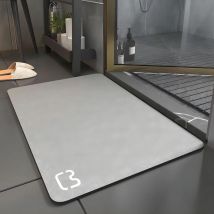 GABRIELLE Tapis De Bain Antidérapant Absorbant Tapis Salle De Bain Diatomite Microfibre Tapis De Bain Doux Séchage Rapide Gris 40×60cm