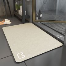 Tapis De Bain Diatomit Absorbant Séchage Rapide Antidérapant Beige-60x90cm