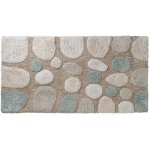 Tapis de bain déco galet en coton tufté 60x120cm