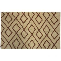 Tapis de bain déco géométrique en coton 50x80cm beige