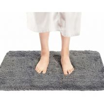 Linghhang - Tapis de bain gris 40 x 60 cm, tapis de bain antidérapant et lavable, tapis de bain avec tapis de bain à haute hydroscopicité pour