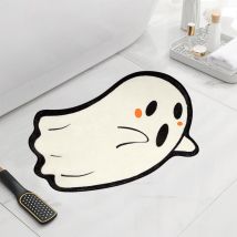 Feiyue - Tapis de bain Halloween motif fantôme, tapis de bain gothique, effrayant, noir et blanc, tapis de salle de bain gothique, tapis antidérapant