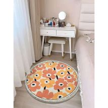 Fei Yu - Tapis de bain moelleux, tapis de salle de bain blanc à motifs floraux orange vintage 24'x24'