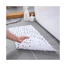 Tapis de bain, tapis à ventouse antichute pour le bain, tapis de bain antidérapant en galets, 8840cm, blanc