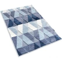 Tapis De Bain Tapis De Bain Grand Tapis De Salle De Bain 61 X 101,6 Cm Bleu Absorbant Tapis De Sol En Microfibre Shaggy Coussin Géométrique Tapis De