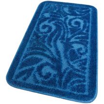 Emmevi Mv S.p.a. - Tapis de Bain Tapis de Douche Doux Lavable Absorbant Baroque Damassé Bleu - 50x80 Cm