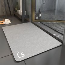 Feiyue - Tapis de bain ultra-absorbant, ultra-fin, avec envers en caoutchouc, séchage rapide (gris)