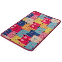 Tapis de bain Wellhome multicolore style chats - 40X60 cm - Multicolore