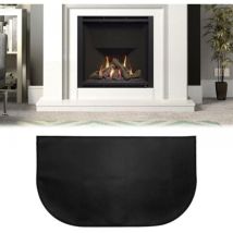 Tapis De Cheminée, Tapis Ignifuge Devant La Cheminée, Tapis De Cheminée Semi-circulaire Pour Cheminée, Poêle, Barbecue, Noir (100x50)