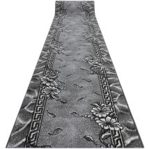 Rugsx - tapis de couloir bcf morad Trio fleurs, feuilles gris 90 cm grey 90x720 cm