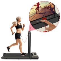 Bigzzia - Tapis De Course Pliable Tapis De Marche Roulant Électrique - 1-10 Km/h Vitesse Réglable - Avec Accoudoir Et Écran Lcd Gris