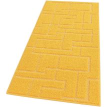 Tapis de Cuisine 3D Design Géométrique Moderne Absorbant Antidérapant Couleur Unie Jaune - 50x80 Cm