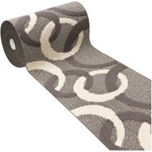 Emmevi Mv S.p.a. - Tapis de Cuisine Au Mètre H57 Coureur Bordé Cercles 3D Bordé Moderne Antidérapant - Beige