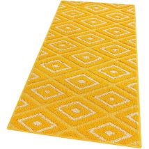 Emmevi Mv S.p.a. - Tapis de Cuisine Doux Bordé Moderne Coureur Antidérapant Losanges 3D Jaune - 50X80 Cm