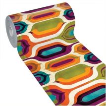 Tapis De Cuisine En PVC Moderne Doux Antidérapant Fantasia Dessin Optical - 51x210 Cm
