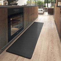 Lntyq - Tapis de cuisine, tapis de couloir en pvc imperméable, tapis de couloir long antidérapant et résistant à l'huile (43 x 150 cm, noir)