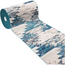 Emmevi Mv S.p.a. - Tapis de Cuisine Tissu Gobelin Coureur Lavable Antidérapant Moderne Ethnique Bleu - 54x240 Cm