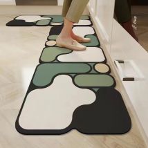 Linghhang - Tapis de cuisine verts 2 pièces (40 x 60 cm + 40 x 120 cm) - Tapis de cuisine noirs Tapis de sol de cuisine lavables antidérapants