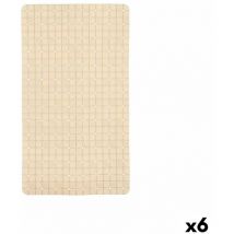 Berilo - Tapis de douche antidérapant beige à carreaux pvc 67,7 x 38,5 x 0,7 cm (6 pièces)
