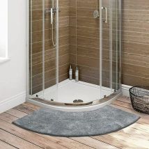 Tapis de douche d'ang, tapis de douche rond festonné, tapis de douche quart de rond en microfibre, gris, 45x100cm